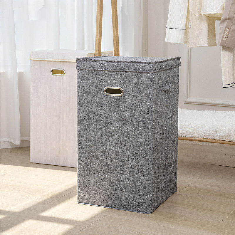 Foldable Fabric Washable Storage Box for Bathroom Clothes with Lid