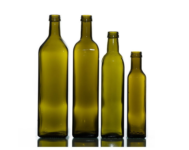 Food Grade 250ml 500ml 750ml 1000ml Square Dark Green Glass Bottle Olive Oil Bottle and Vinegar Bottle