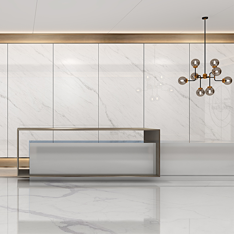 in Stock Luxury Sintered Stone Glossy Marble Porcelain Big Size Slab Continuous Pattern Living Room Bedroom Kitchen Hotel TV Wall Background