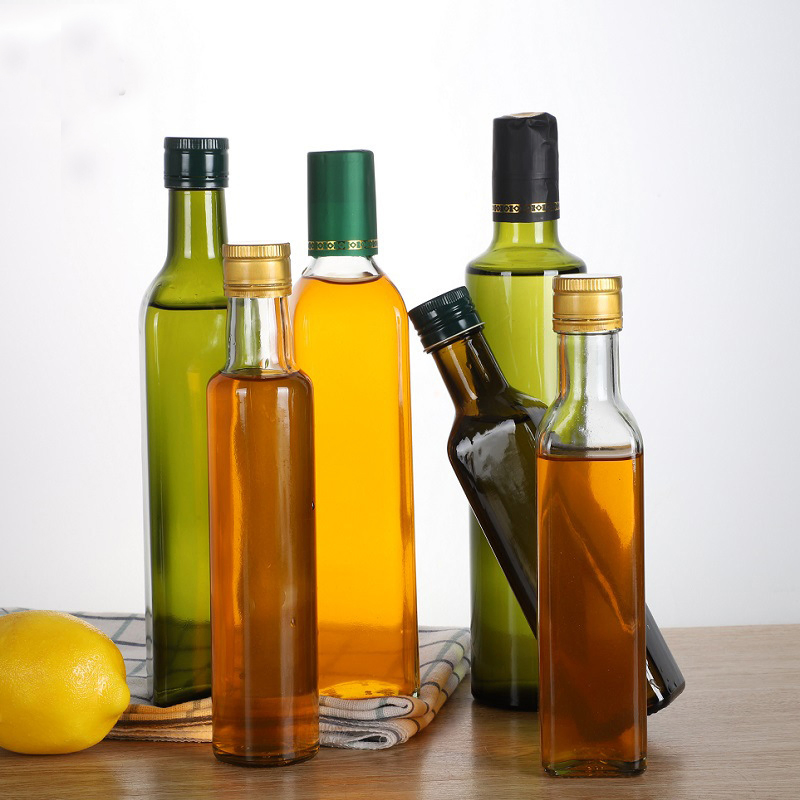 100ml 250ml 375ml Square Dark Green Olive Oil Packaging Glass Bottle with Oil Dispenser
