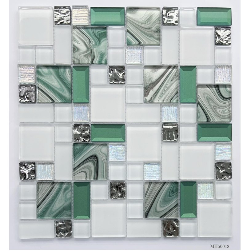 Chic Green and White Mosaic Tiles for Modern Home Design