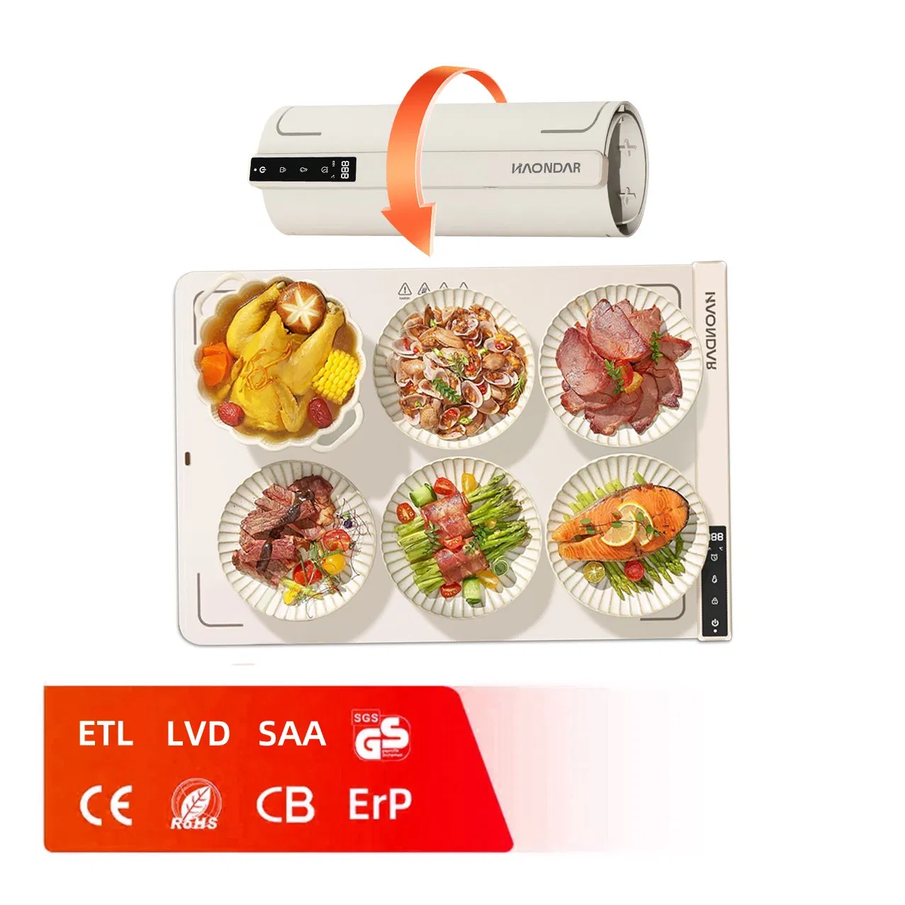 Foldable Food Warming Mat with Adjustable Temperature Control