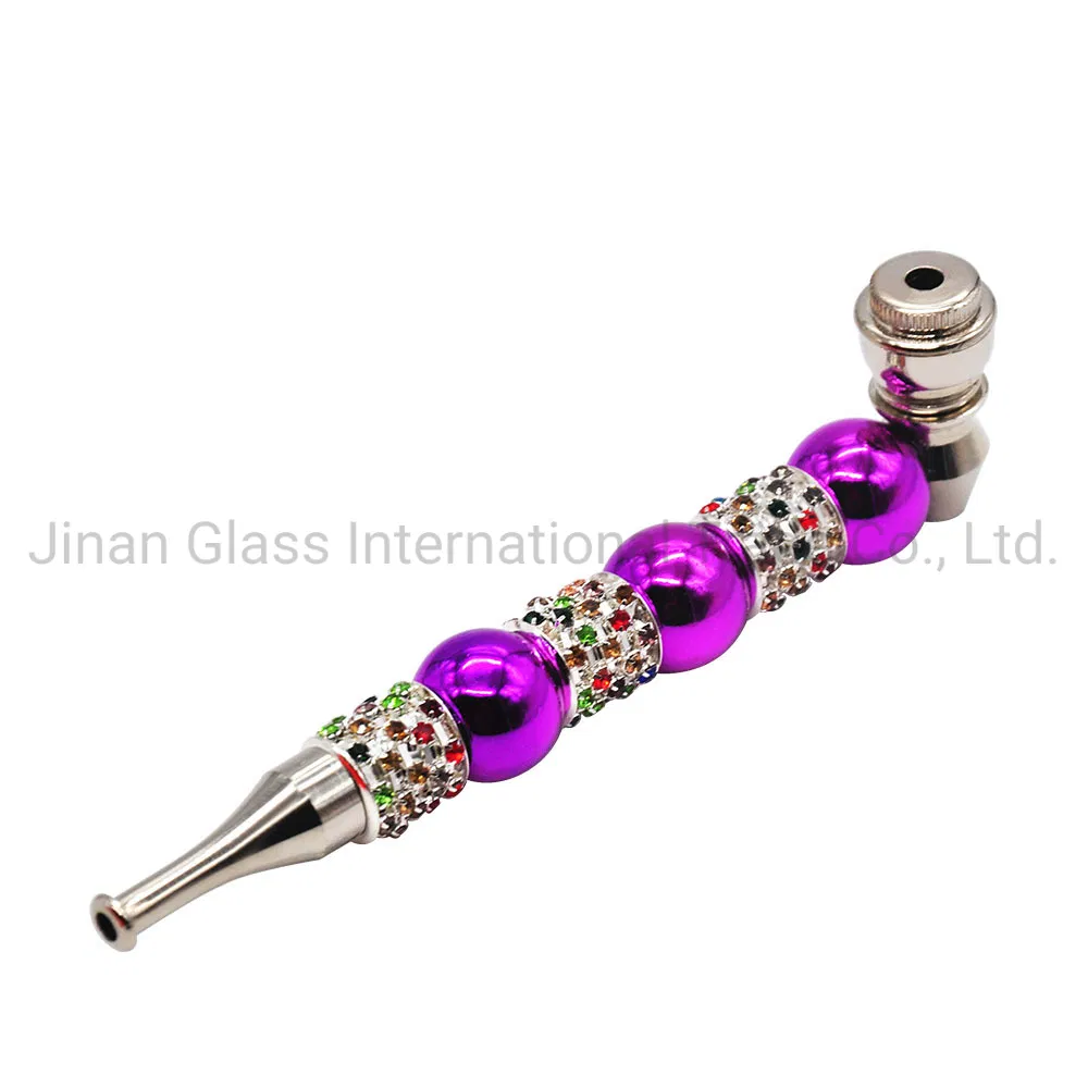New Metal Thin Mouth Pipe Hollow Color Mosaic Cigarette Set Smoking Pipe