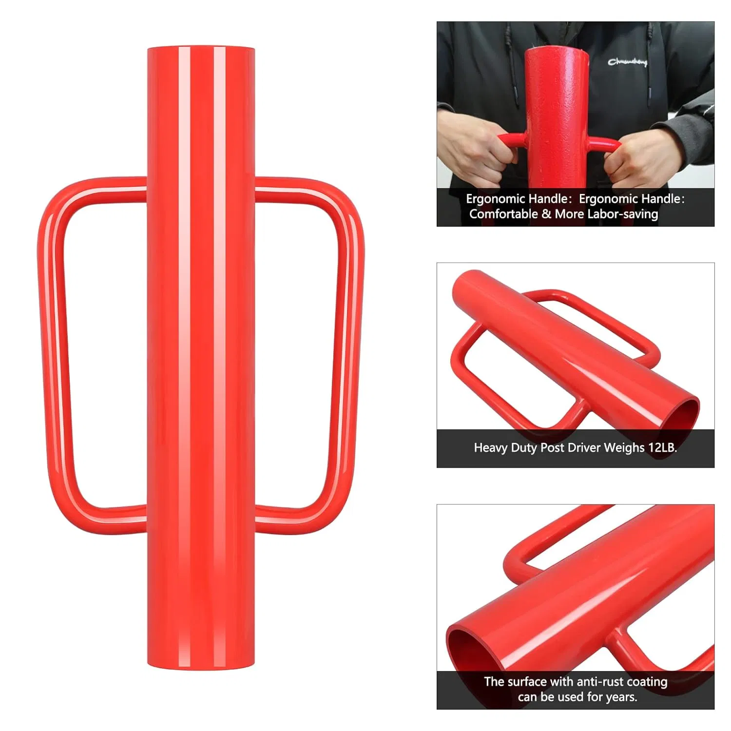 Garden Galvanized Hand Farm Aluminum Cordless 4X4 3" 130mm Fence Post Driver