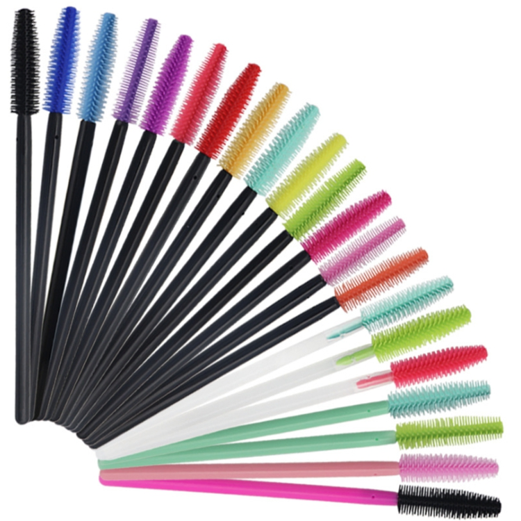 Wholesale Disposable Eyelashes Brush Curl Eyelashes Stick Portable Tower Colored Silicone Brush Head Multicolor Mascara Wand