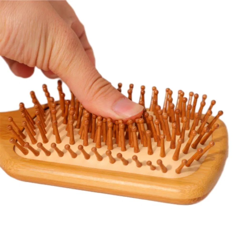 Wood Cushion Airflow Brush Anti Static Scalp Massage Wide Tooth Styling