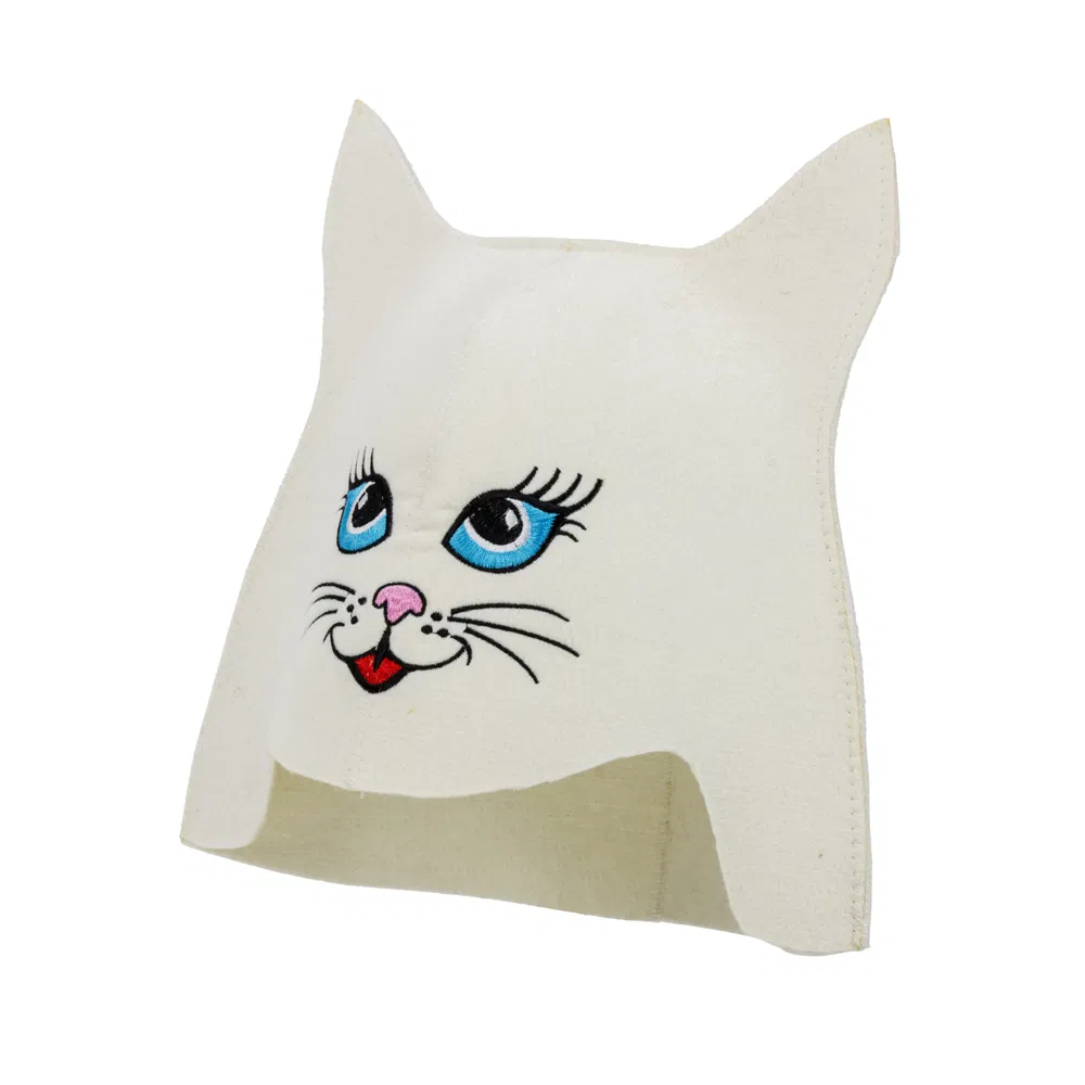 New Arrival Cute Cat Face Felt Sauna Hat Insulated Soft Unisex Sauna Cap for Bathroom & Sauna Room