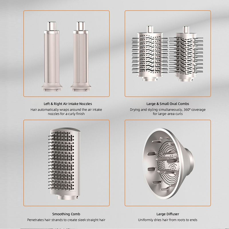 High Quality Hot Air Brush 8-in-1 Multi Functional Hair Styling Comb and Hair Dryer Home Use