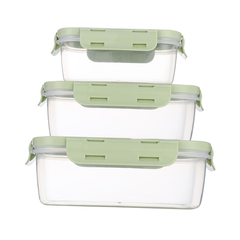Portable 3-Piece Reusable Plastic Lunch Box for Easy Storage