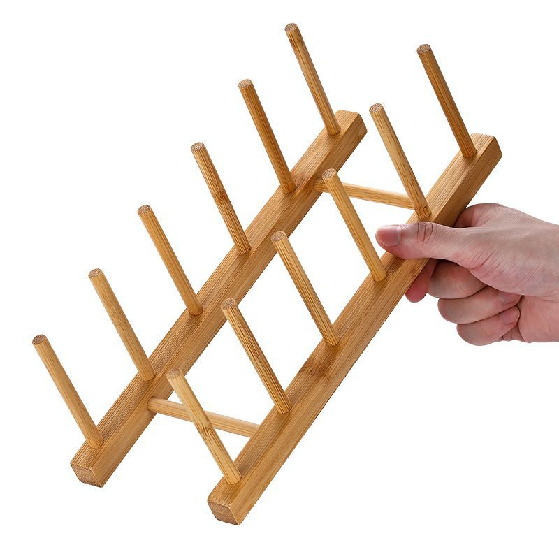 Eco-Friendly Bamboo Kitchen Rack Home-Use Multi-Functional Plate and Bowl Storage Stands Rack