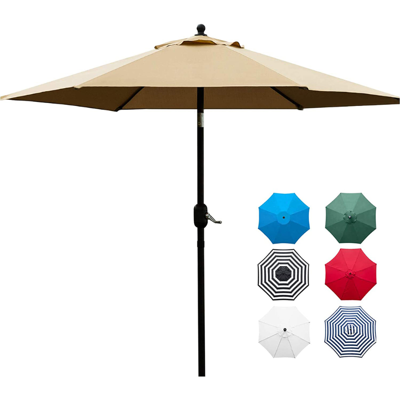 Outdoor Patio Table Umbrella Pulley Market Garden Yard Beach Deck Cafe Decor Sunshade