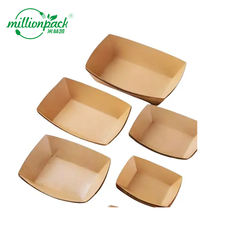 Kraft Paper Food Tray with Logo for Takeaway Shops Premium Branding Serving Needs