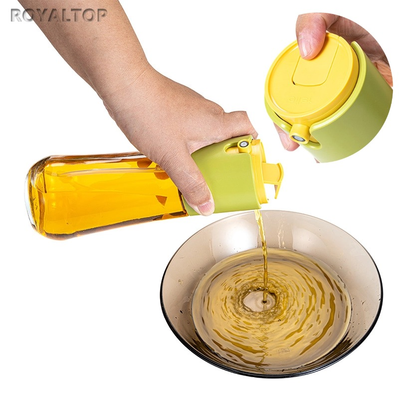 290ml Kitchen 2in1 Oil Sprayer & Dispenser Set Air Pressure Glass Olive Oil Spray Bottle with Custom Coloured Box