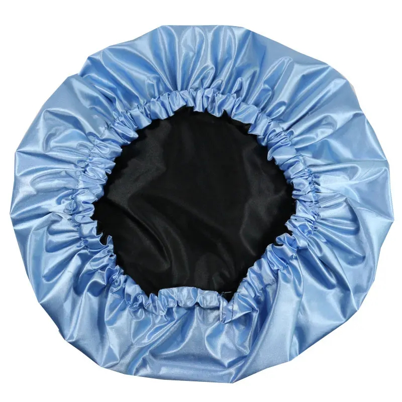 Double Layer Bonnet Waterproof Adjustable Reusable Women Satin Lined Shower Cap