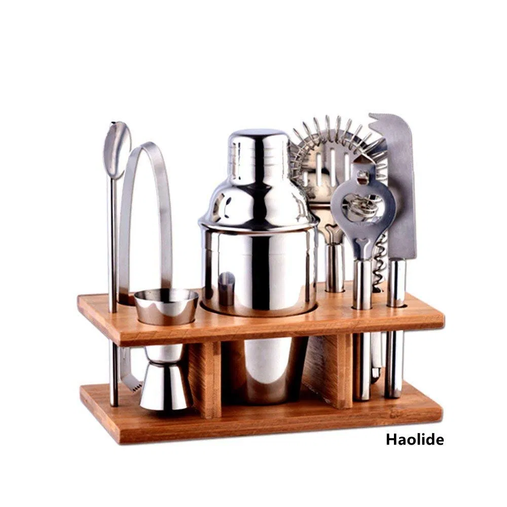 Dropshipping Cocktail Shaker Set Stainless Steel Shaker Tools Stirring Spoon Jigger Mixer Bottle Tong for Russian Doll Monte Carlo Wyborowa