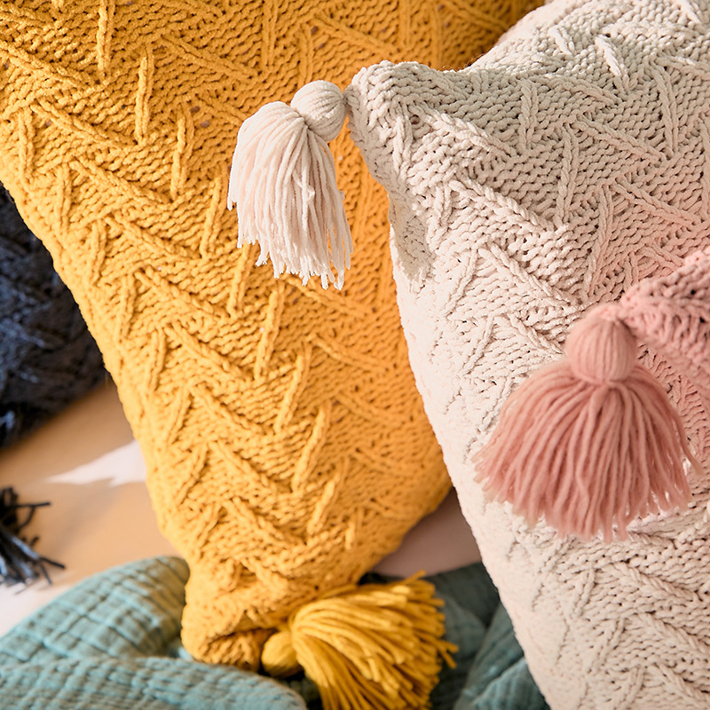 Knitted Tassels Outdoor Throw Pillow Covers Luxury Modern Pillowcases
