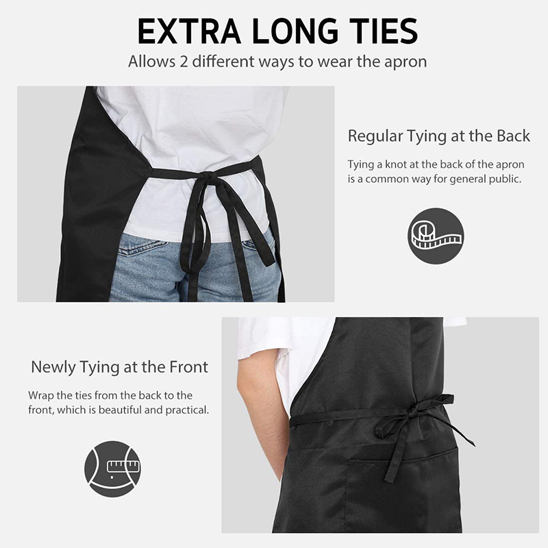 Adjustable Bib Apron Thicker Waterdrop Resistant with 2 Pockets Cooking Kitchen Aprons for Chef
