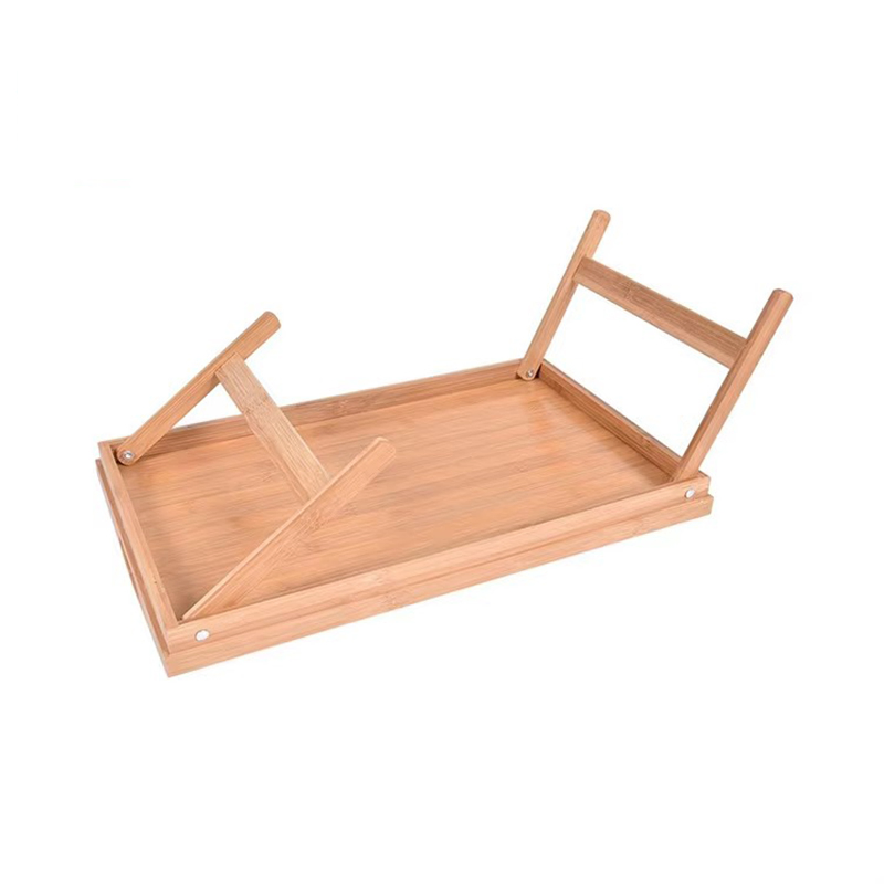 Portable Bamboo Food Breakfast Snack Bed Table Serving Tray with Folding Legs