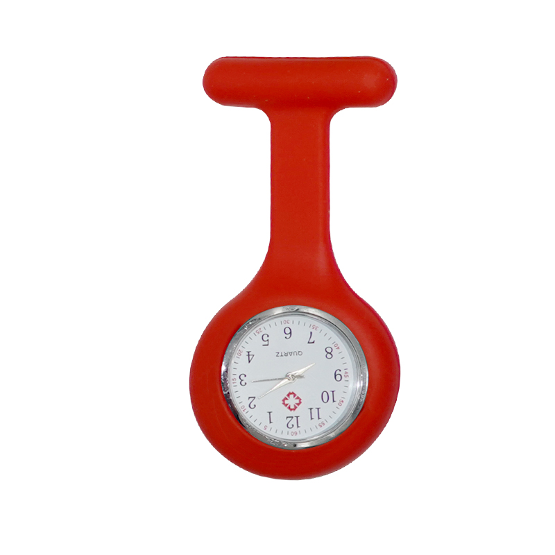 Red Delicate Silicone Portable Waterproof Nurse Watch with CE Certification