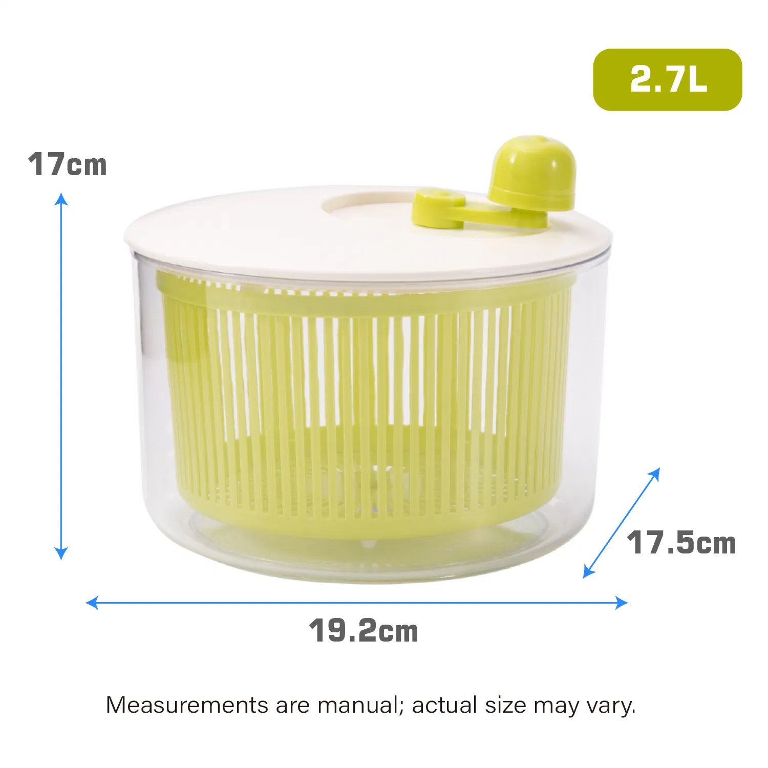 Efficient Salad Spinner Bowl for Washing and Drying Lettuce and Vegetables, Easy Brake System