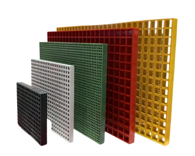 High Standards Surface Treatment Fireproof Fiberglass Grating Anti-Corrosion FRP Mesh Board for Construction Facilities