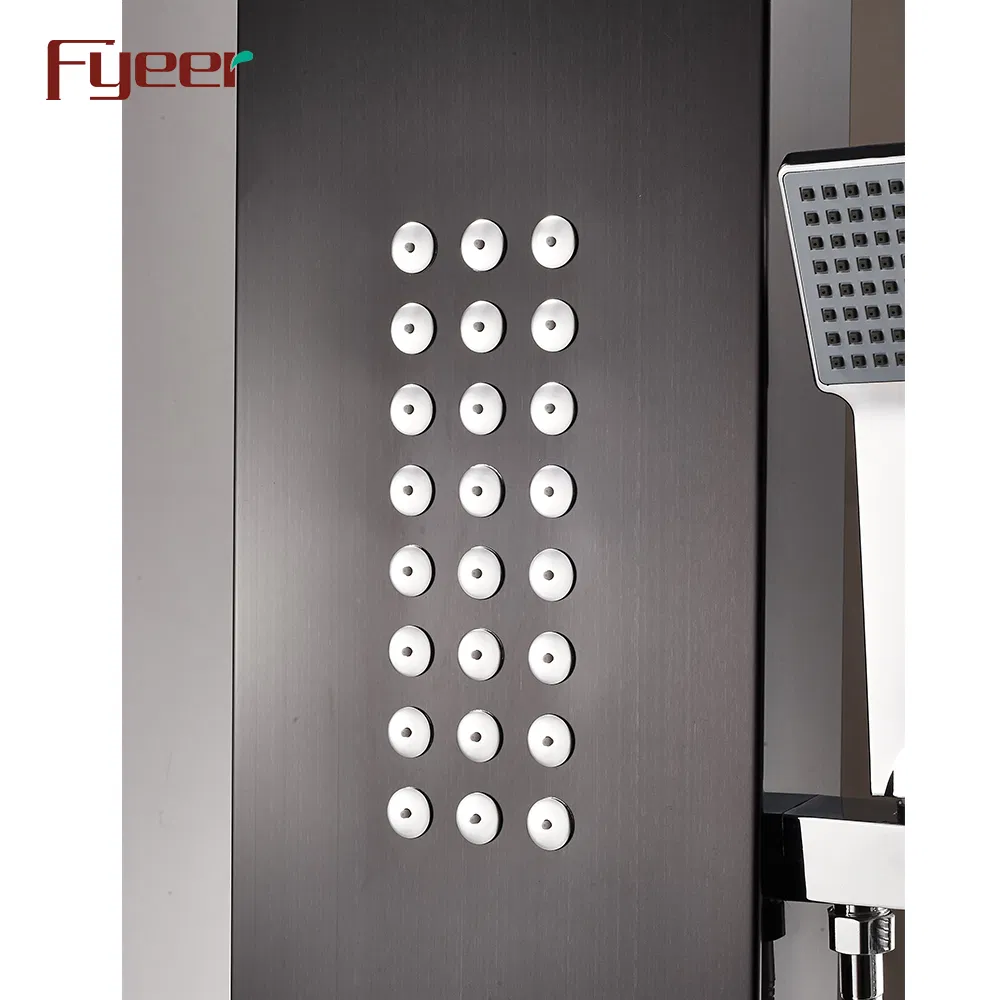 Fyeer Multifunction Massage Rainfall Stainless Steel Black Shower Panel