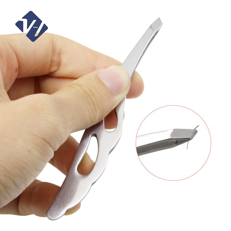 Eyebrow Clip Clamps Trimming Beard Removal Hair Tweezers Makeup Tool with Case