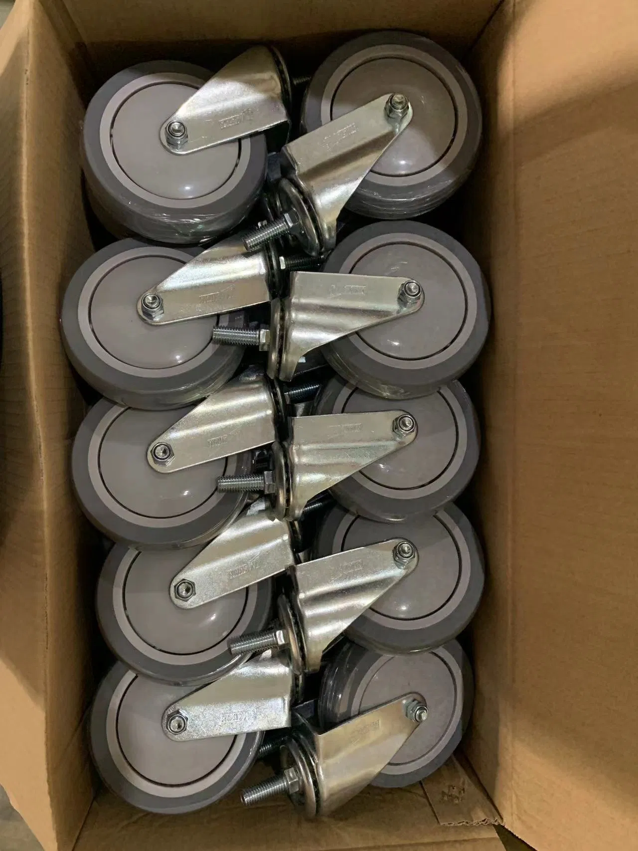 Soft TPR Shopping Cart Caster Grey Bolt Hole Swivel Kingpinless Casters