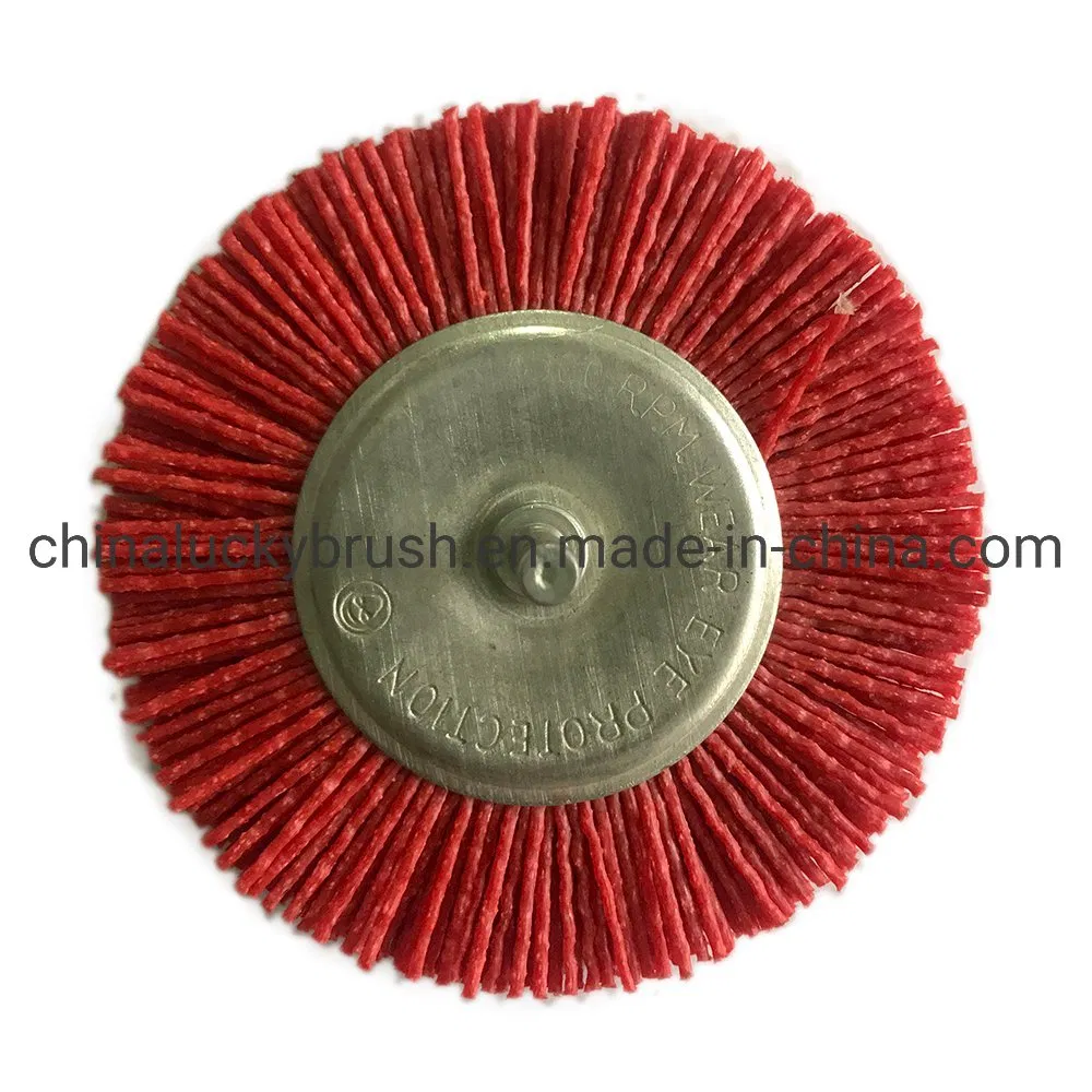 Абразивная щетка-колесо красная с валом YY-855