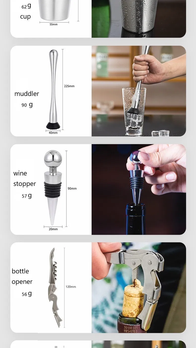 Барный набор из нержавеющей стали Silver Metal Bar Tools