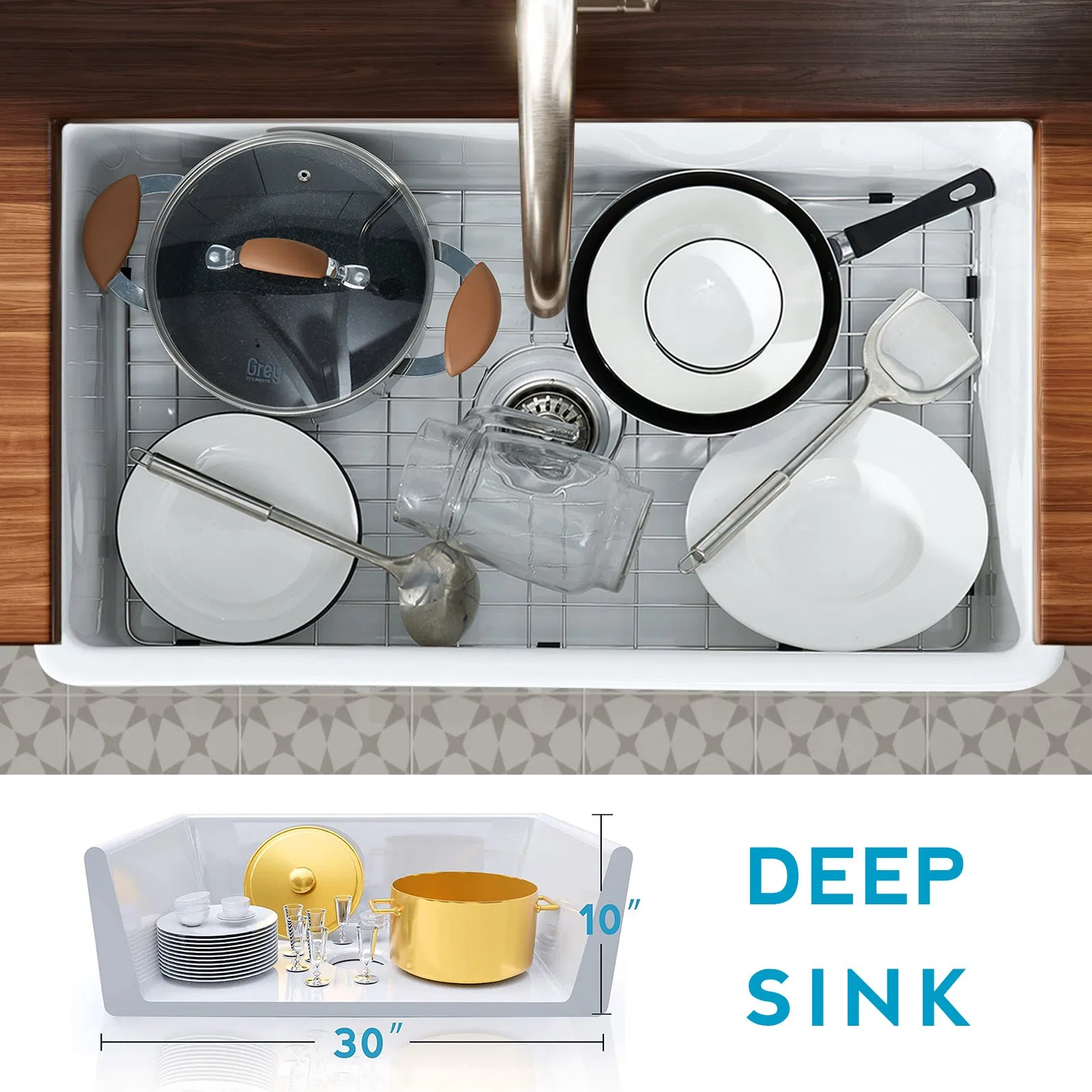 European Style 33 Inch Single Bowl Ceramic Farmhouse Kitchen Sink