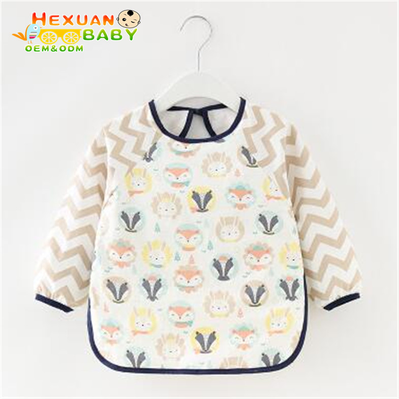 Waterproof Cotton Baby Bibs with Full Sleeve Design for Easy Feeding