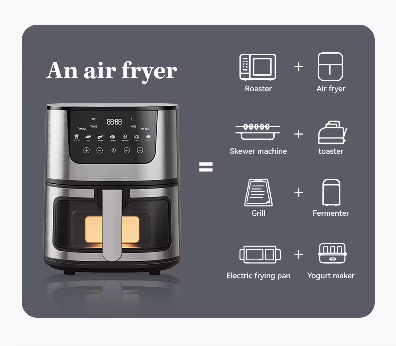 Factory Stainless Steel Digital Air Fryer De 4.5L 6L 7L 8L 10L 12L Consumer Reports Best Hot Electric Air Fryer Without Oil