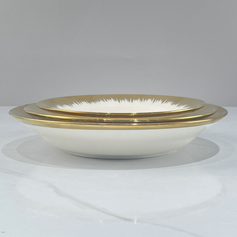 7/8/9 Inch Soup Plate Golden Decalporcelain Ceramics Tableware