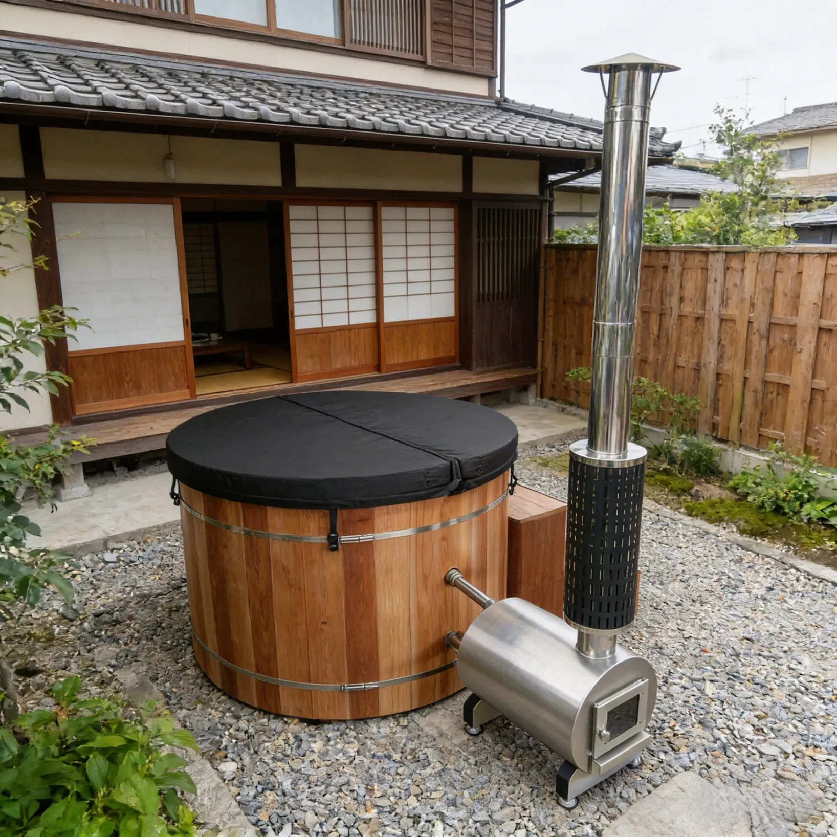 Деревянная купель с подогревом на дровах