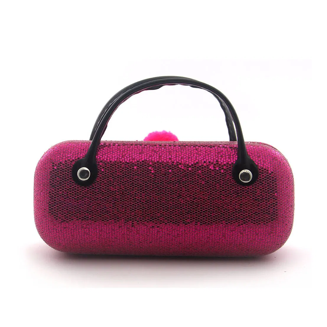 Dark Pink Sequin Shiny Glasses Case Cute Balls Party Dressed up Box