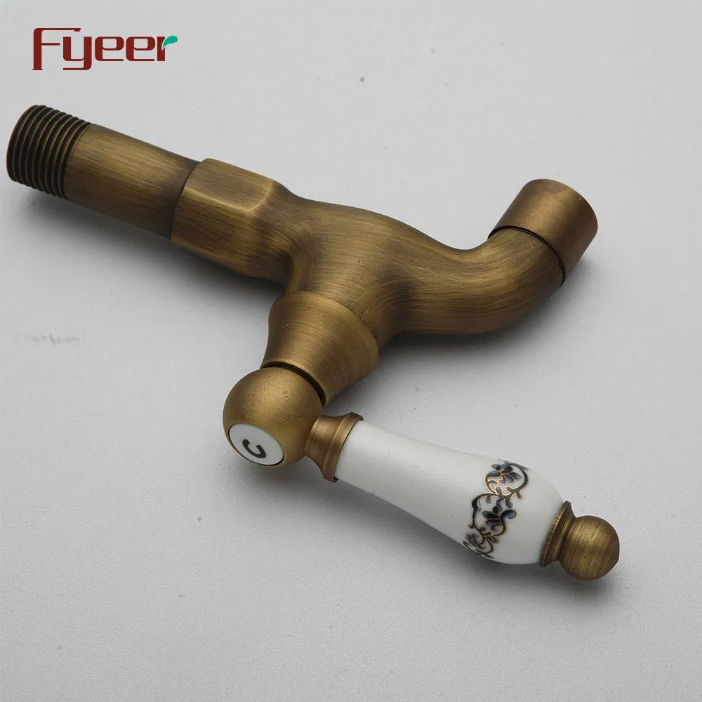 Fyeer Antique Brass Mop Pool Bibcok Laundry Tap with Ceramic Handle