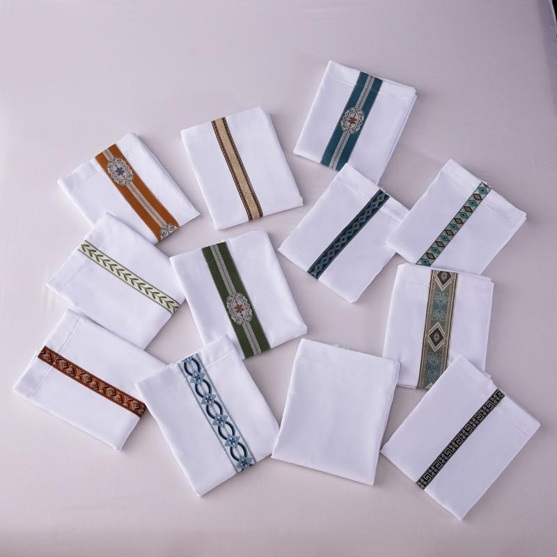 Four Piece Set Bed Linen Bed Cover Custom OEM/ODM Plain Color Cotton Polyester White Embroidery Ribbon Home Textile Bed Sheets Bedding Set for Hotel