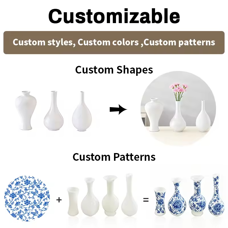 2025 Custom Glossy Ceramic Vases Nordic Minimalist Floral Porcelain Bud Cylinder Vases for Christmas Home Decor