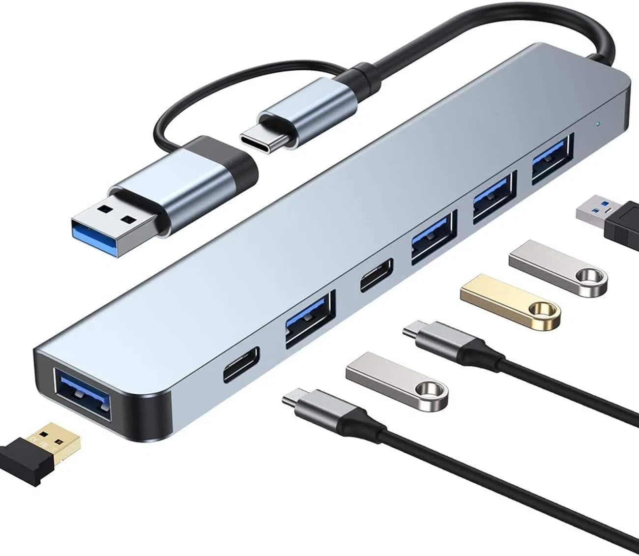 Compatible Ethernet Pd Multiport Type C to USB 3.0 Hub Splitter 5 6 7 8 11 in 1 Adapter Laptop Docking Station USB C Hub