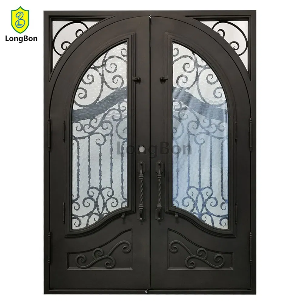 Modern Luxury 6FT/8FT Wrought Iron Front Entry Door Double Security Swing Style with Finished Surface