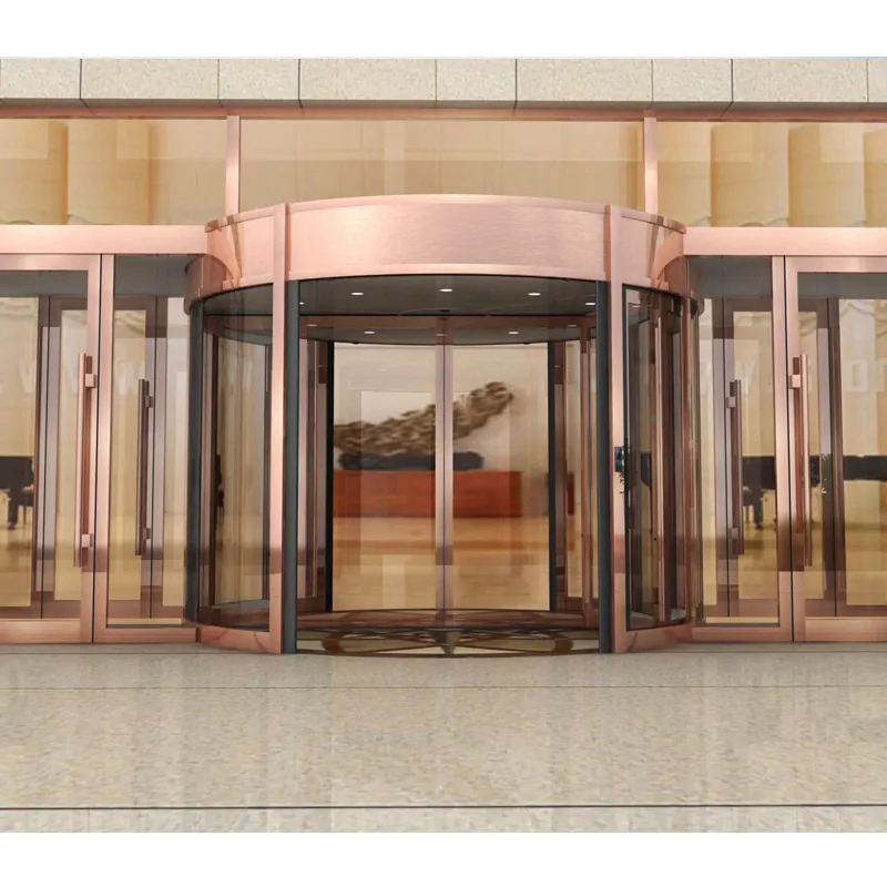 Custom Powder Coating Auto Rotate Revolving Glass Door