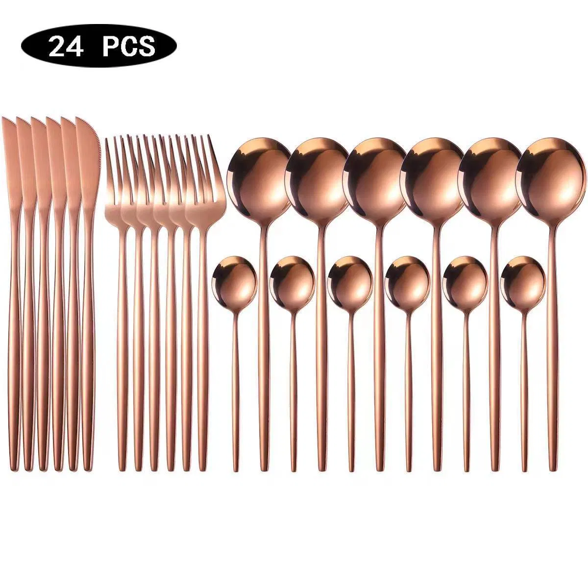 24 in 1 Gold Plated Dinner Spoons/Forks Cutlery Set