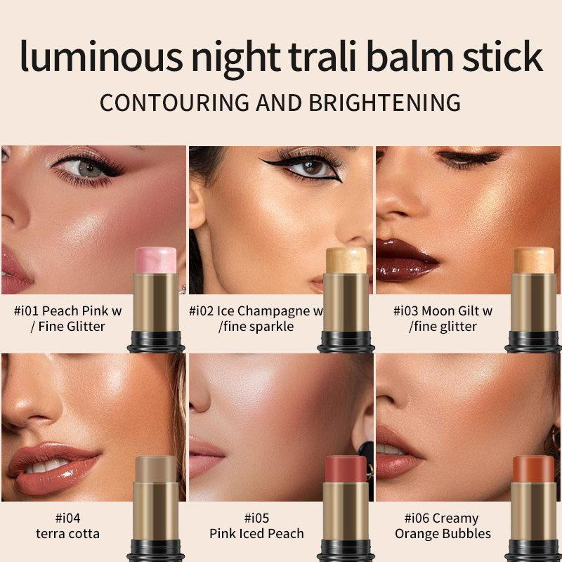 Makeup Lightweight Glitter Highlighter Contour Lip Cheek Waterproof Creamy Blush Stick