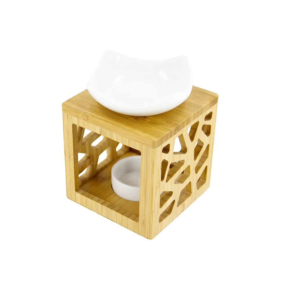 Lamp Candle Holder Made of Bamboo Homex BSCI with Two Ceramic Bowls