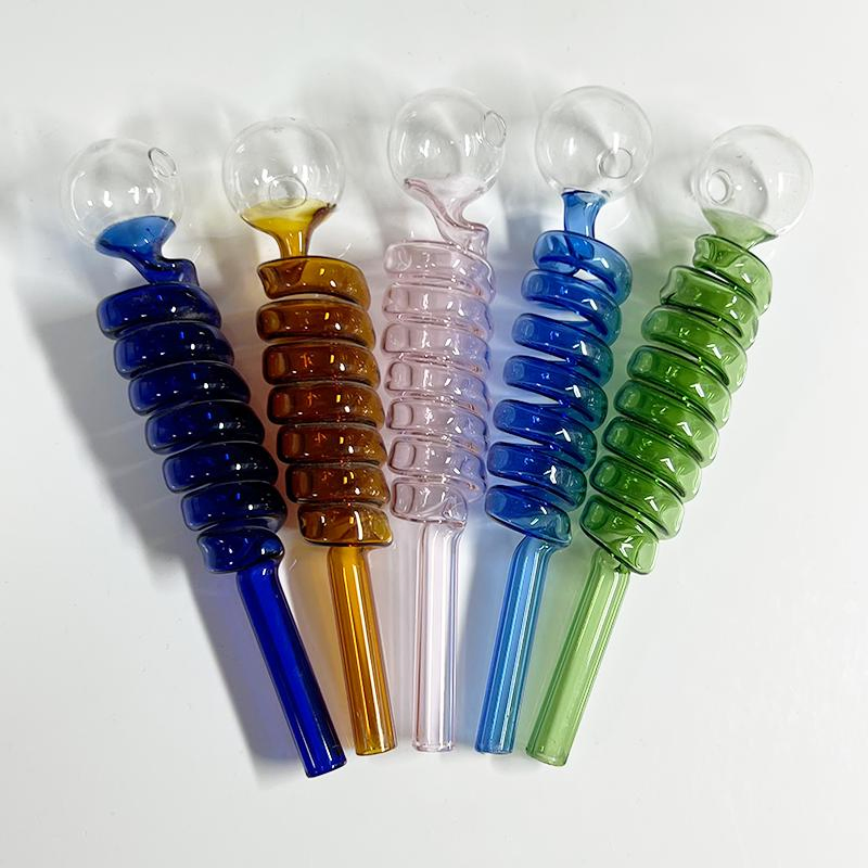 Customized Size Spring Shaped Glass Smoking Pipe Sweet Puff Oil Burners