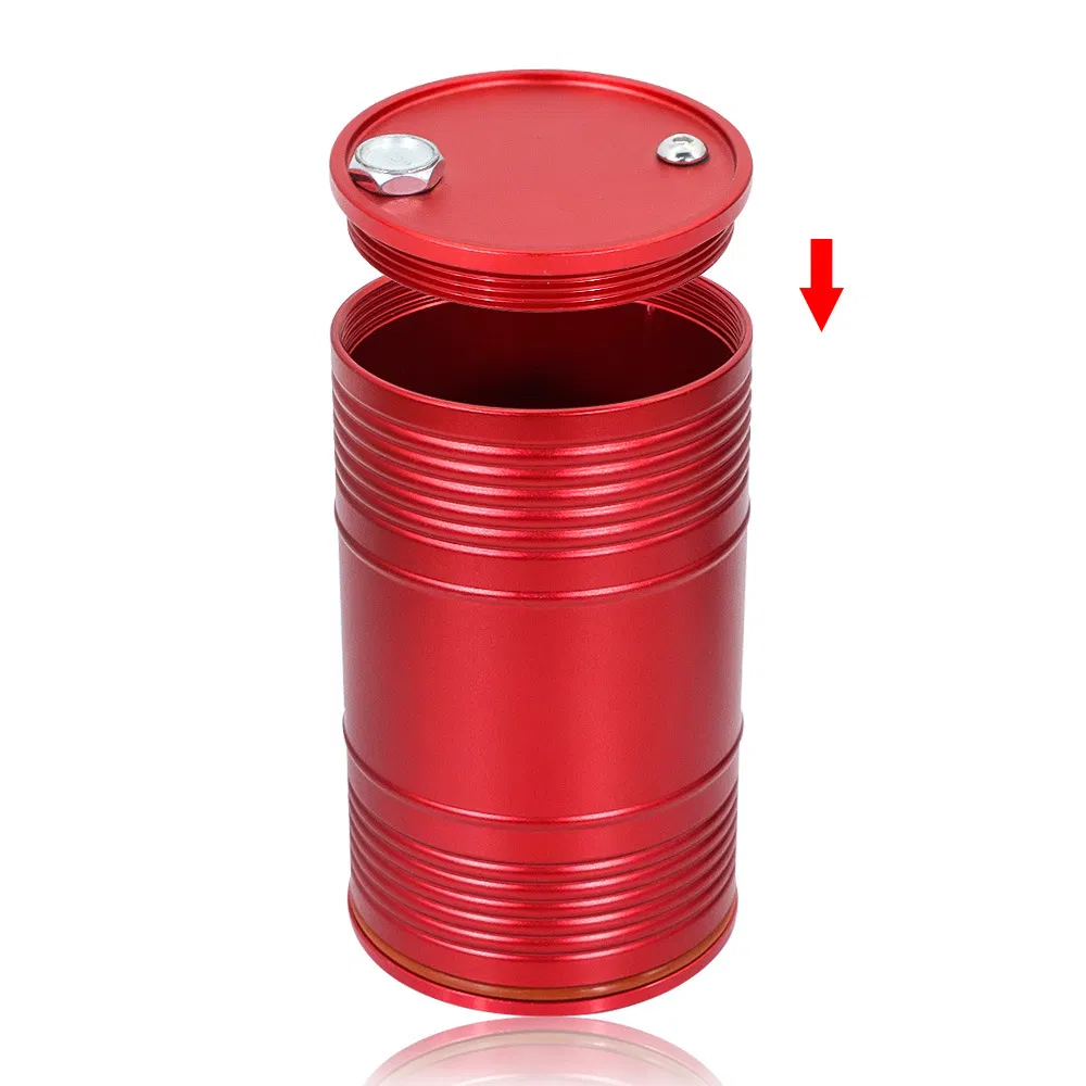 Metal Car Ashtray with Lid, Portable Smoking Accessory Aluminum Alloy Oil Drum Ashtray