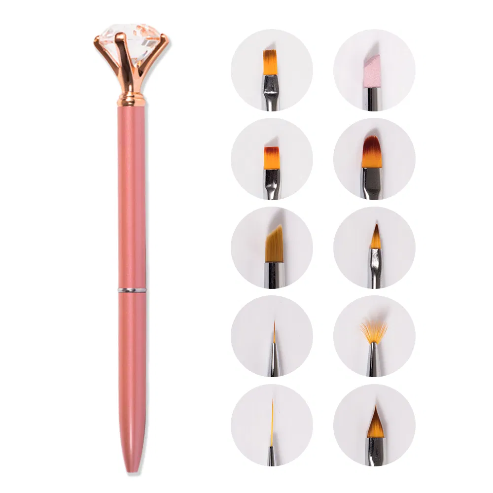 Guyo Rose Gold Metal Handle Nylon Nail Brush Set Customizable Logo