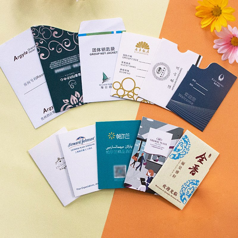 Custom Printing Hotel Room Key Card Paper Holder Wallet Pocket Pouch Bag Sleeve Keycard Paper Envelope with Logo