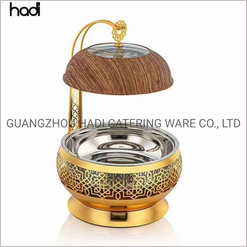Hotel & Restaurant Food Warmer Round All Gold Stainless Steel Chafer Dish Buffet Set Hanging Buffet Server Food Warmer Luxury Hanging Lids Chafing Dish